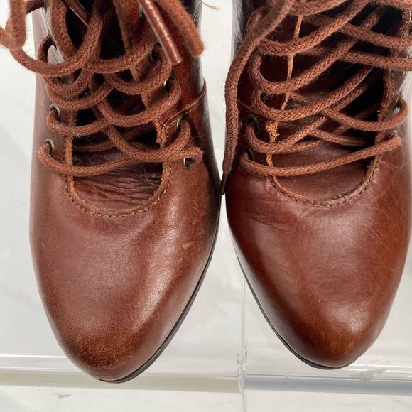 Joie stiletto spike heel leather lace up combat granny booties Size 8 - Picture 7 of 11